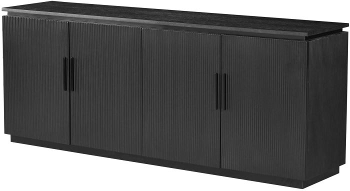 Buffet design en MDF coloris noir L.200 x P.45 x H.80 cm collection ELIZA
