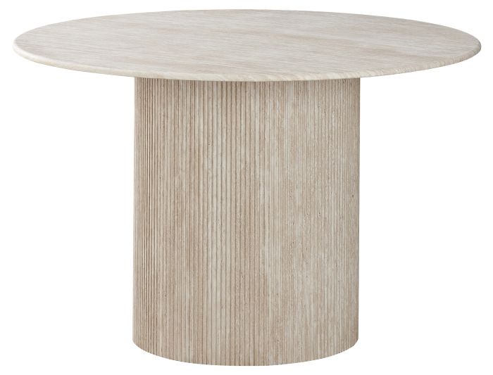 Table de salle à manger ronde design plateau en marbre artificiel et pieds en MDF coloris Beige D.120 x H.76 cm collection DEBRA
