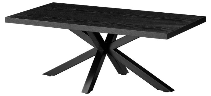 Table basse design plateau en MDF Veneer et pieds en acier coloris Noir L.120 x P.60 x H.45 cm collection ELIZA