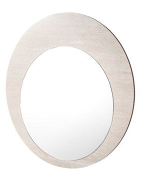 Miroir rond design en MDF et céramique coloris beige D.120 cm collection HARLEM