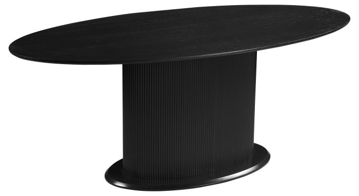 Table de salle à manger ovale design plateau en MDF Veneer et pieds en MDF Veneer coloris Noir L.200 x P.100 x H.76 cm collection FLORA