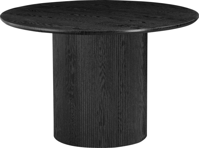 Table de salle à manger ronde design plateau en MDF veneer et pieds en MDFveneer coloris Noir D.120 x H.76 cm collection WILMA