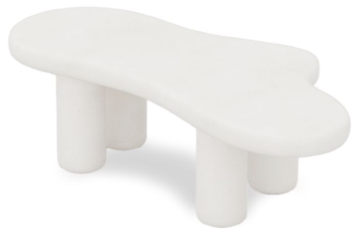 Table basse design en bois mdf avec peinture laqué effet beton coloris blanc L.130 x P.65 x H.42 cm collection MILA