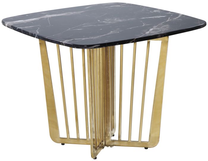 Table d'appoint design avec plateau en marbre noir et piètement en acier doré L. 65 x P. 65 x H. 52 cm collection FASTRO