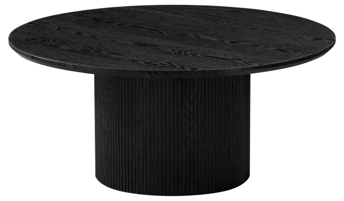 Table basse ronde design plateau en MDF veneer et pieds en MDF veneer coloris Noir D.100 x H.45 cm collection WILMA