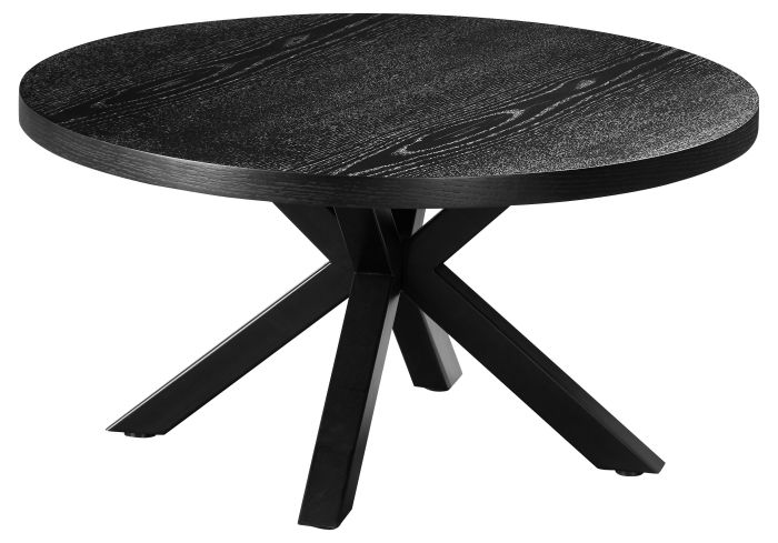Table basse ronde design plateau en MDF Veneer et pieds en acier coloris Noir D.90 x H.45 cm collection ELIZA