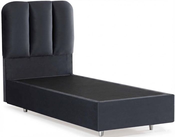 Lit coffre 90X200 cm design en bois mdf coloris gris foncé collection PACO