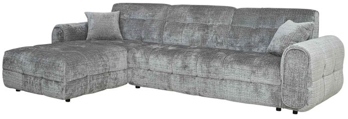 Canapé d'angle gauche design ultra confortable en tissu texturé gris L. x P. x H. collection LEAO