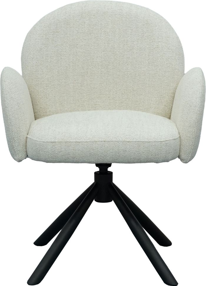 Chaise de salle à manger design revêtement en tissu blanc avec piétement en acier noir L.66 x P.62 x H.83.5 cm collection SARAHA