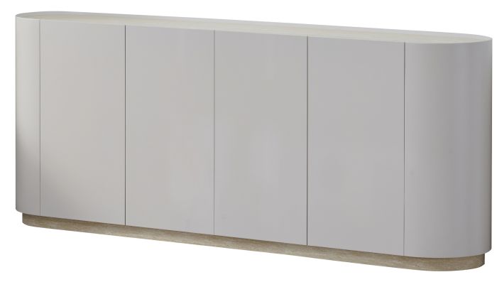 Buffet design en bois MDF coloris beige avec plateau en céramique L. 200 x P. 40 x H. 80 cm collection HARLEM
