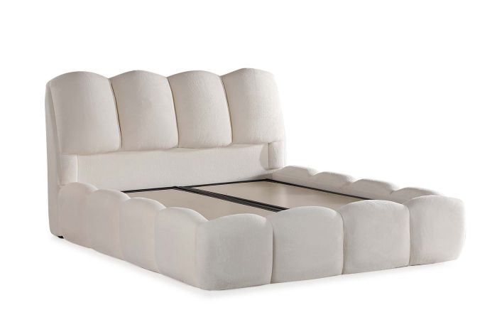 Lit coffre 160X200 cm design en bois mdf coloris crème collection SHAKIRA