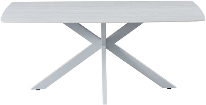 Table de salle à manger design plateau en céramique anti-griffe blanc et pieds en métal blanc L.180 x P.90 x H.76 cm collection ONTARIO