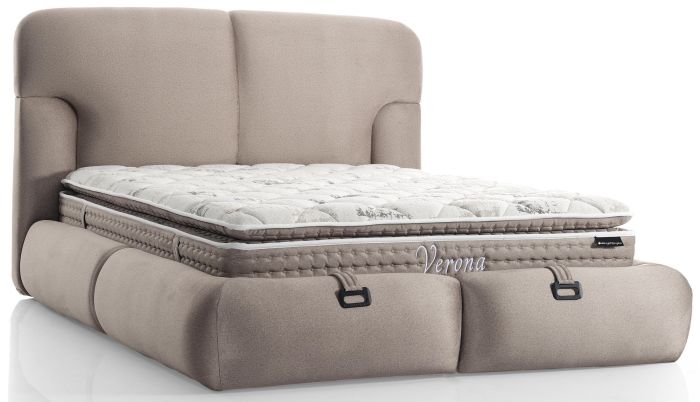 Lit 160X200 cm design en bois mdf coloris beige collection VERONA