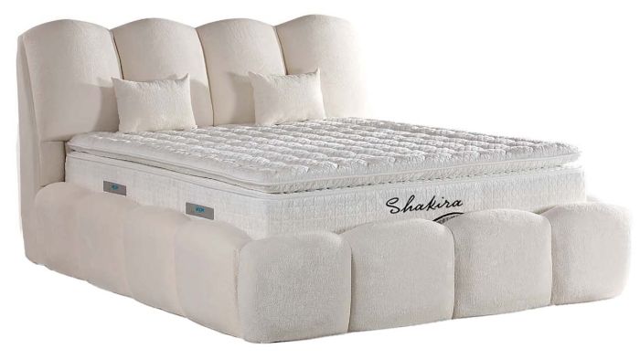Lit coffre 160X200 cm design en bois mdf coloris crème collection SHAKIRA
