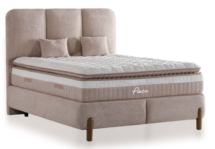 Lit coffre 160X200 cm design en bois mdf coloris beige collection PACO