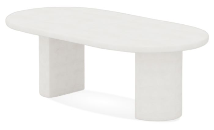 Table de salle à manger design plateau en Bois mdf avec peinture laqué effet beton coloris blanc L.230 x P.115 x H.77 cm collection MILA