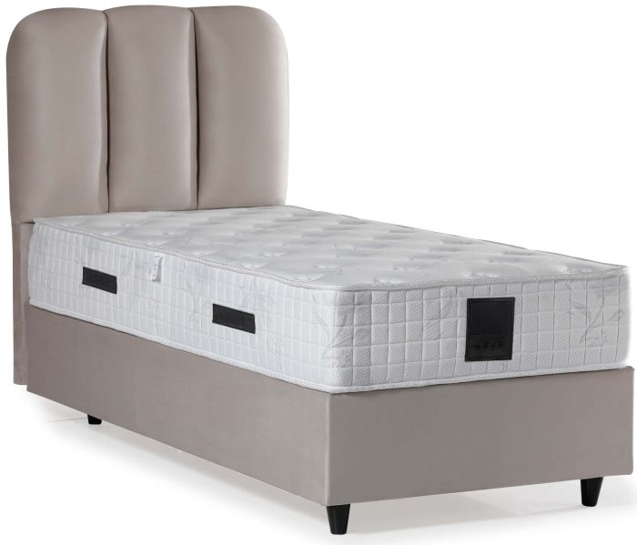 Lit coffre 90X200 cm design en bois mdf coloris beige collection PACO