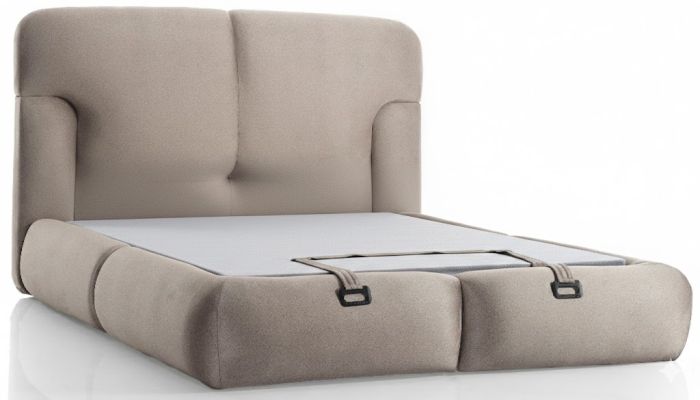 Lit 160X200 cm design en bois mdf coloris beige collection VERONA