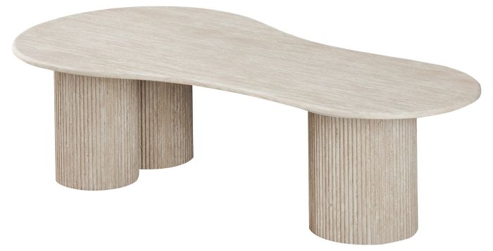 Table basse design plateau en marbre artificiel et pieds en MDF coloris Beige L.150 x P.80 x H.39.5 cm collection DEBRA