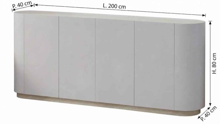 Buffet design en bois MDF coloris beige avec plateau en céramique L. 200 x P. 40 x H. 80 cm collection HARLEM