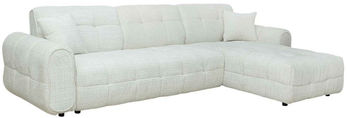 Canapé d'angle droit design ultra confortable en tissu texturé blanc L. x P. x H. collection LEAO