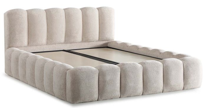 Lit coffre 160x200 cm design en bois mdf coloris crème collection COSMOS
