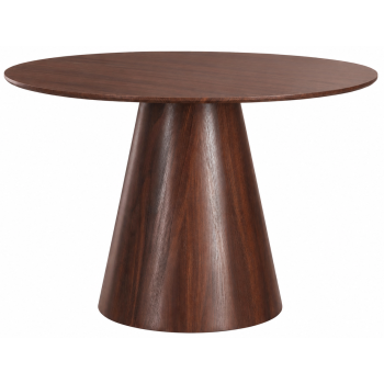 Round designer dining table in walnut-effect MDF, D.120 x H.76 cm, MARAIS collection