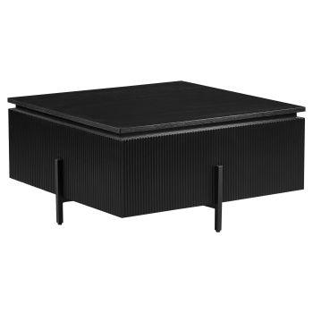Designer coffee table with MDF veneer top and black steel legs, 90 x 90 x 43 cm, GUSTA collection