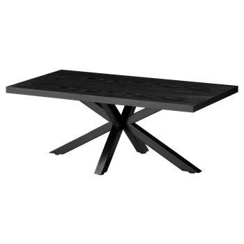 Designer coffee table with Veneer MDF top and black steel legs, L.120 x D.60 x H.45 cm, ELIZA collection