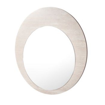 Designer round mirror in MDF and ceramic, beige, D. 120 cm, HARLEM collection