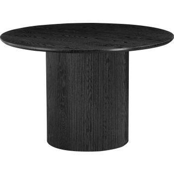 Round designer dining table with MDF veneer top and MDF veneer legs in black, D.120 x H.76 cm, WILMA collection