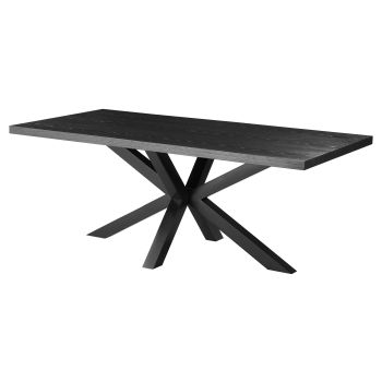 Designer dining table with Veneer MDF top and black steel legs, L.200 x W.100 x H.76 cm, ELIZA collection