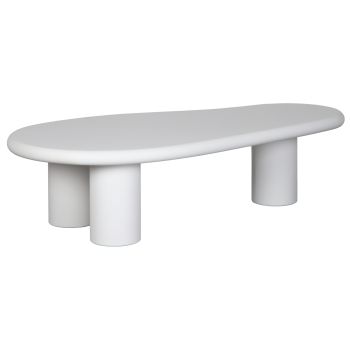 Designer coffee table in MDF wood and white microcement L.160 x D.80 x H.41.5 cm TARANTO collection