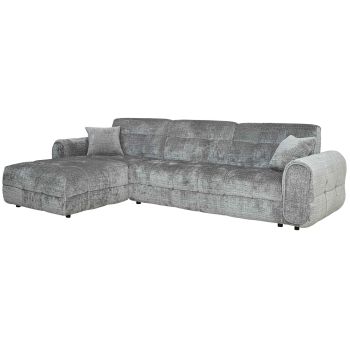 Ultra-comfortable designer left-hand corner sofa in grey textured fabric, W 305 x D 170 x H 78 cm – LEAO collection