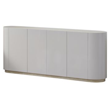 Designer sideboard in beige MDF with a ceramic top, W 200 x D 40 x H 80 cm – HARLEM collection