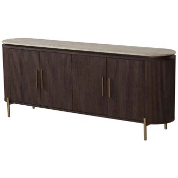 Designer sideboard in walnut-colored MDF with a ceramic top, W 200 x D 45 x H 80 cm, SOHO collection