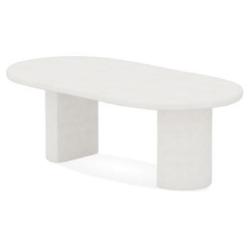 Designer dining table with MDF wood top and white concrete-effect lacquered finish, L.230 x W.115 x H.77 cm, MILA collection