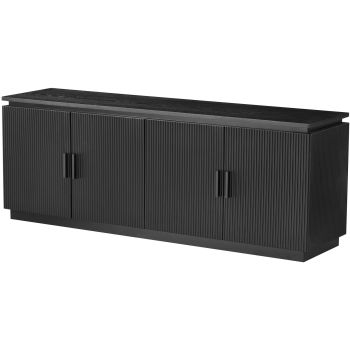 Designer TV stand in black MDF, W160 x D40 x H60 cm, ELIZA collection
