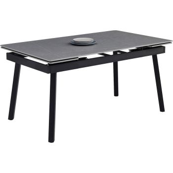 Designer dining table with ceramic top and black and grey steel legs, L.150/210 x W.90 x H.76 cm, NIKOS collection