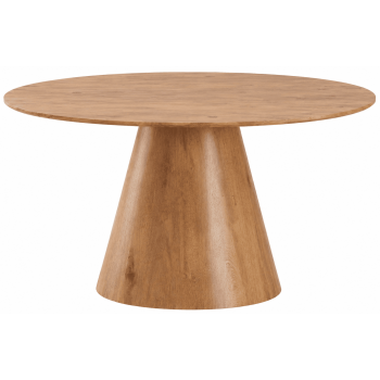 MARAIS collection designer round dining table in oak-colored MDF, Dia. 120 x H. 76 cm.