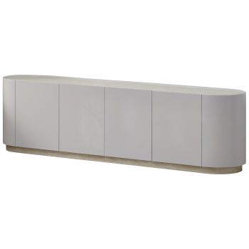 Designer TV unit in beige MDF with a ceramic top, W 200 x D 40 x H 55 cm – HARLEM collection